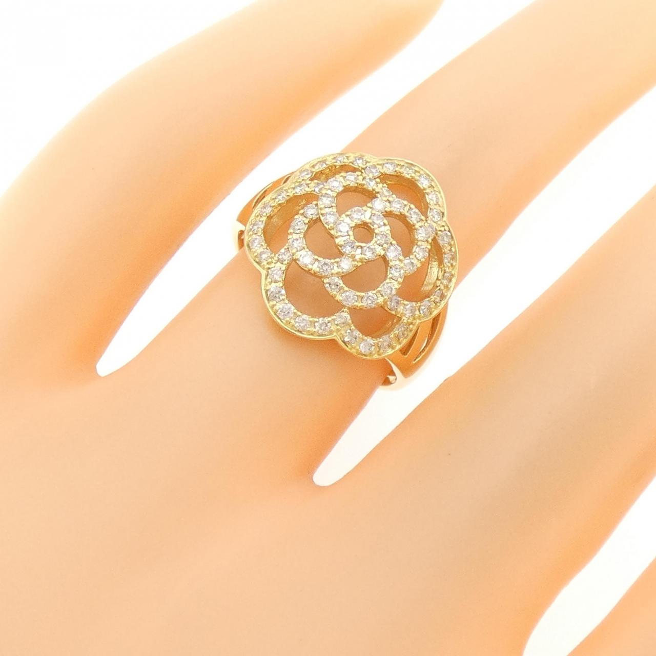 K18YG花朵钻石戒指0.40CT