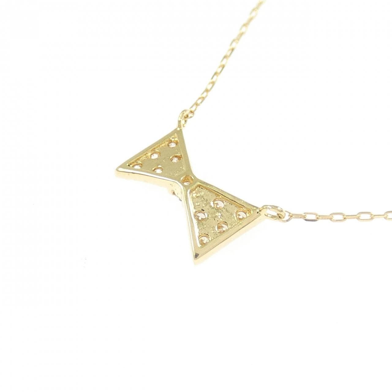 K18YG リボン ダイヤモンド ネックレス 0.10CT