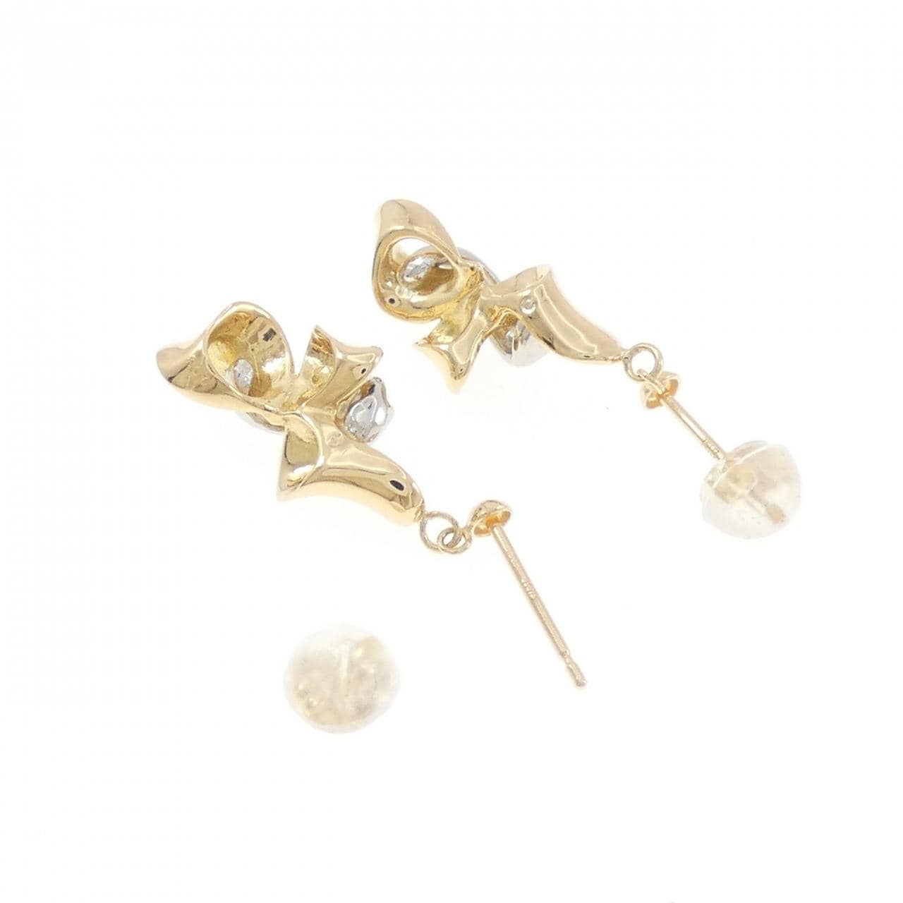 K18YG/PT ダイヤモンド ピアス 0.06CT