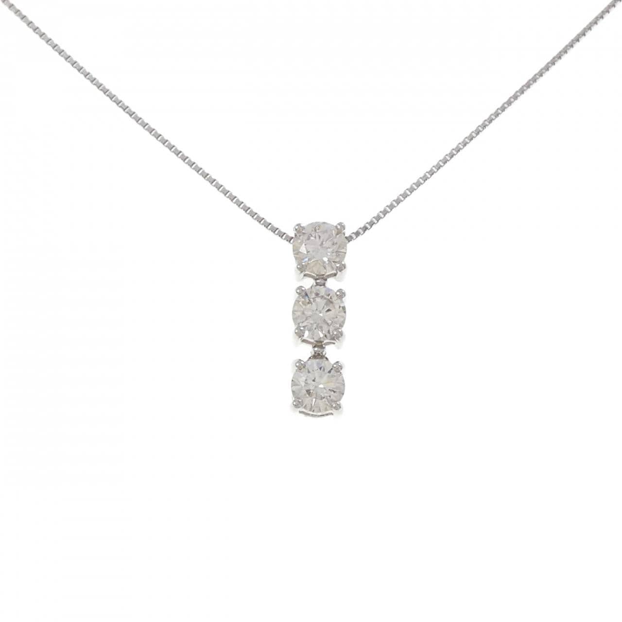 PT900/PT850 スリーストーン ダイヤモンド ネックレス 1.08CT