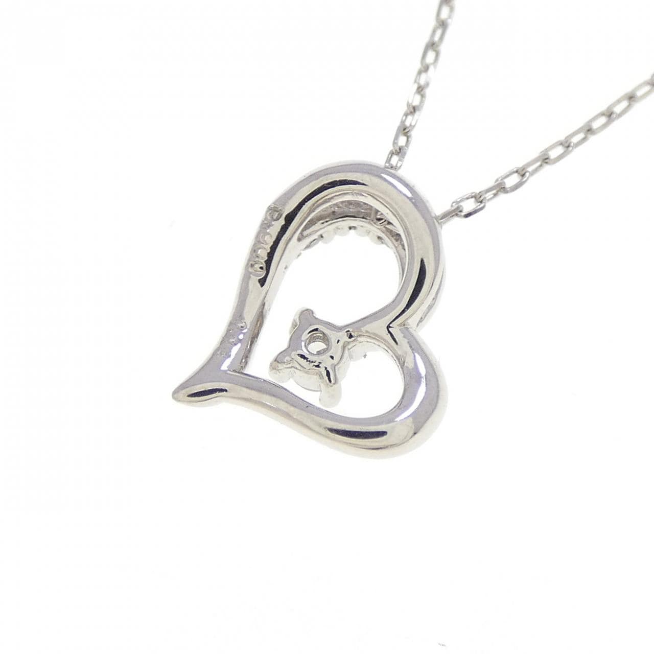 PT900/PT850 ハート ダイヤモンド ネックレス 0.03CT