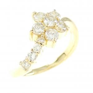 K18YG フラワー ダイヤモンド リング 0.53CT