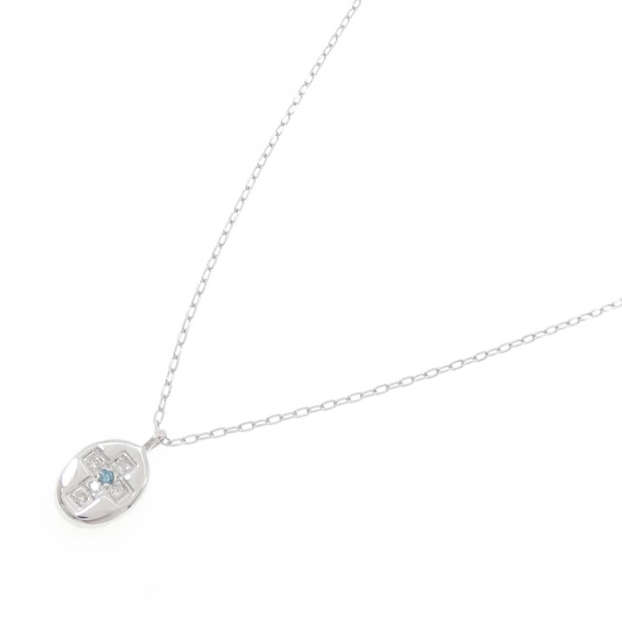 K18WG クロス ダイヤモンド ネックレス 0.05CT