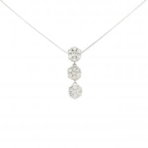 K18WG フラワー ダイヤモンド ネックレス 1.00CT