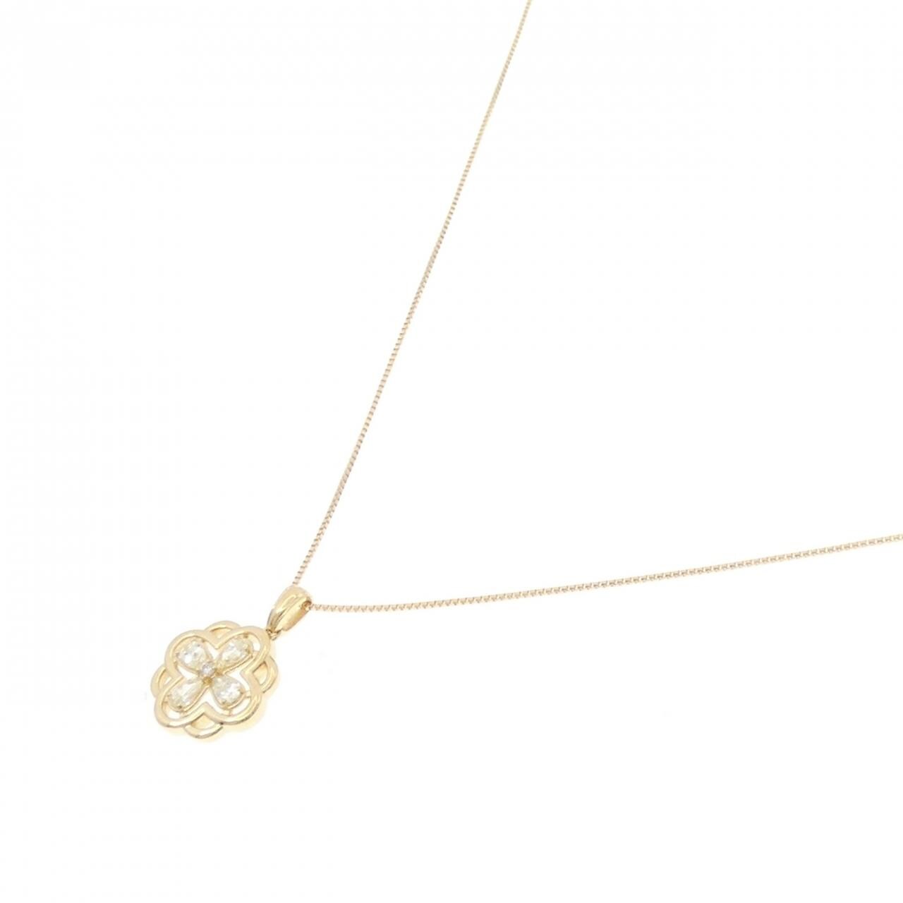 【新品】K18YG フラワー ダイヤモンド ネックレス 0.22CT