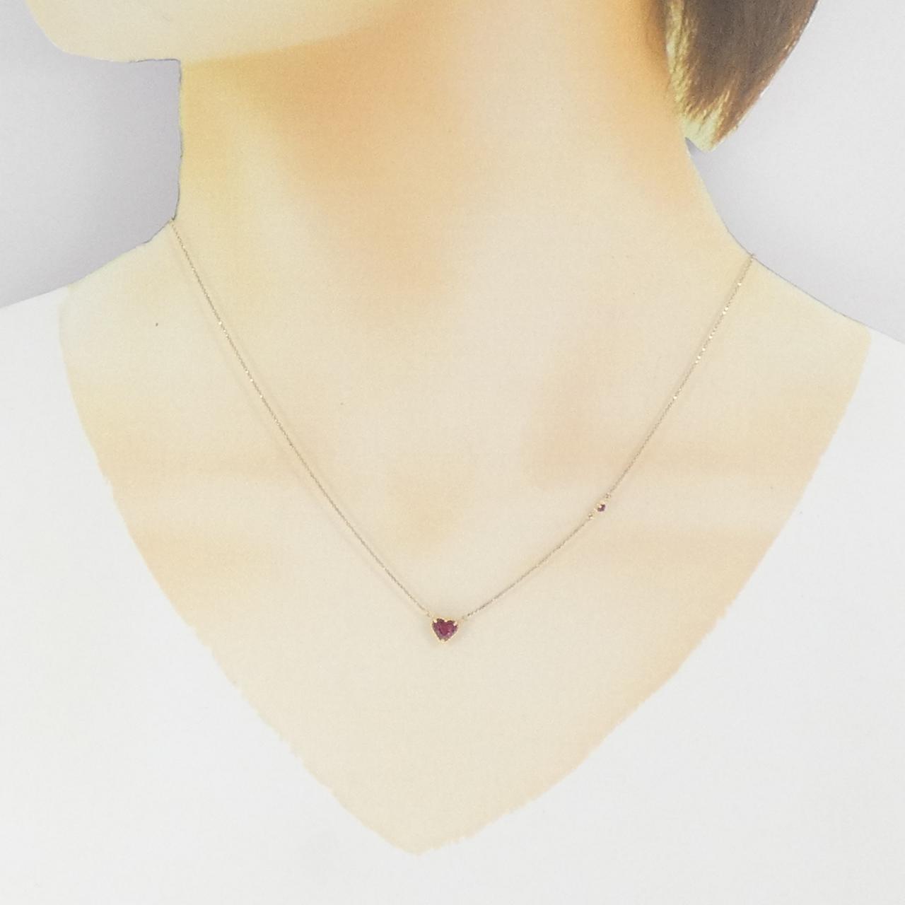 K10YG Heart Garnet Necklace