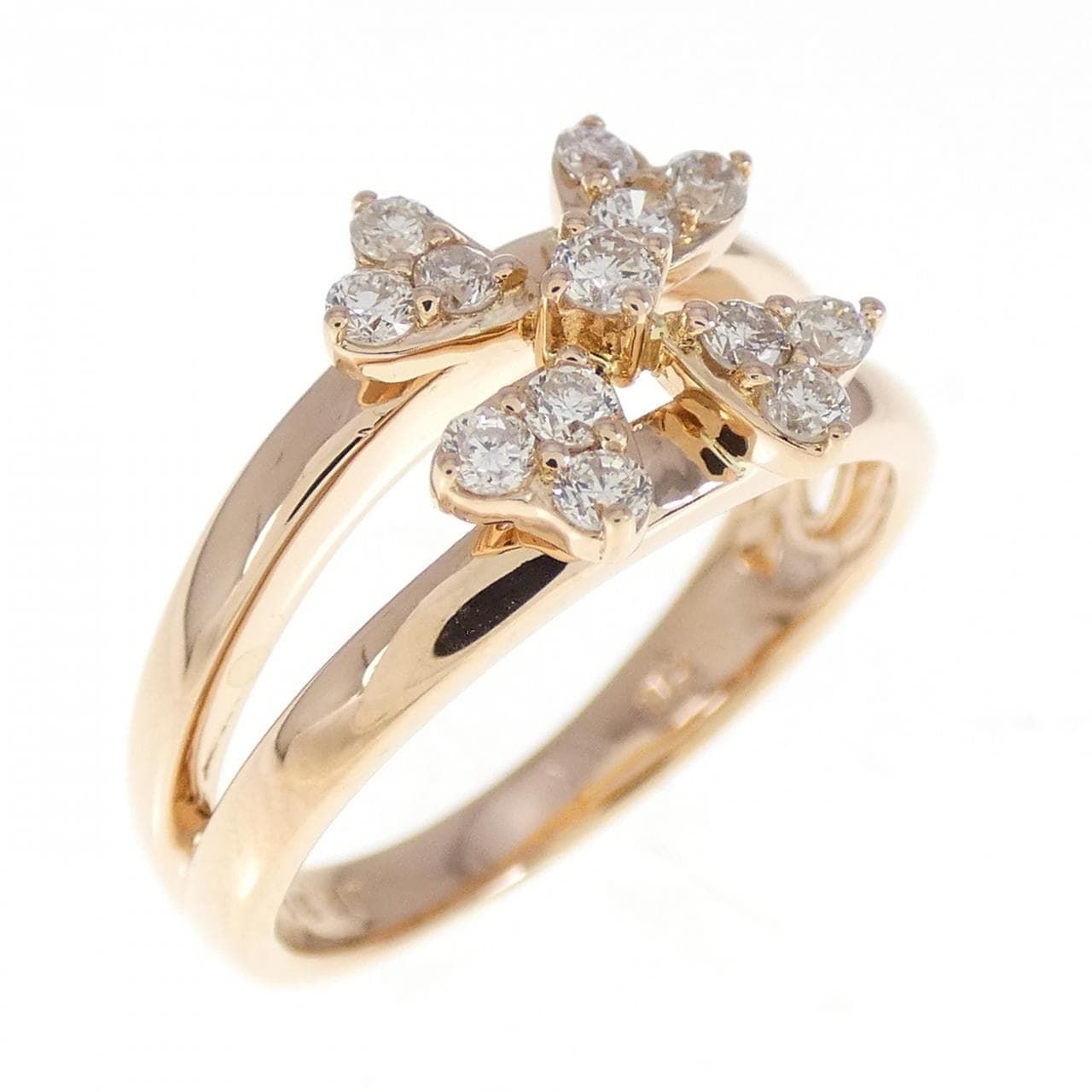K18PG フラワー ダイヤモンド リング 0.30CT