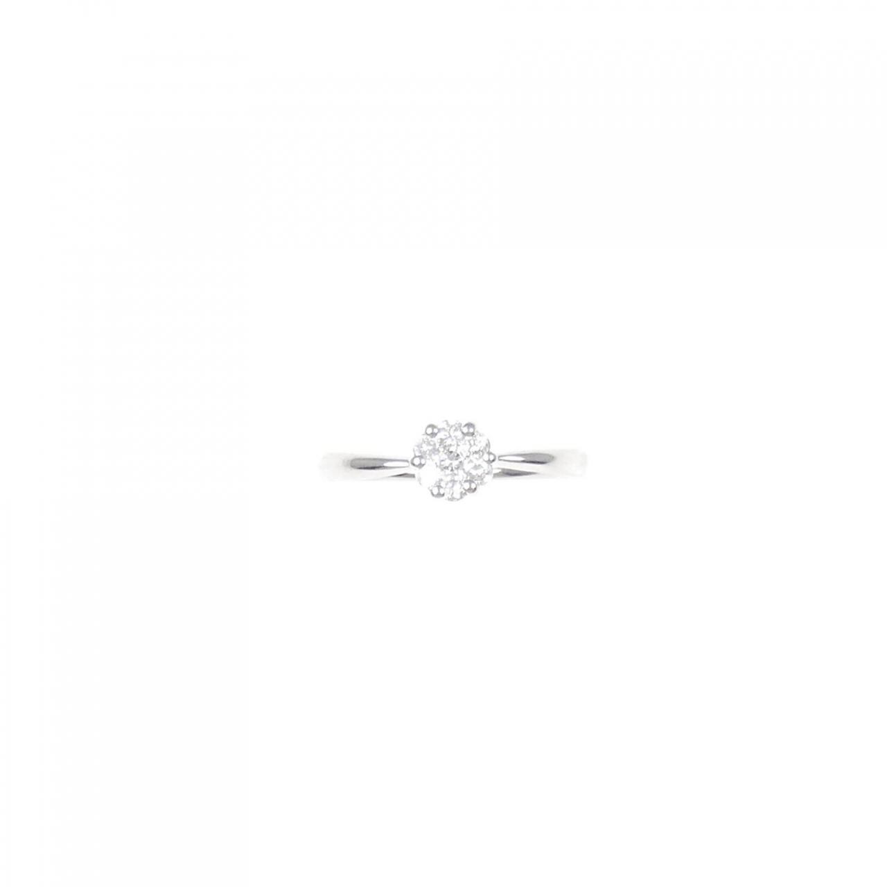 K18WG フラワー ダイヤモンド リング 0.20CT