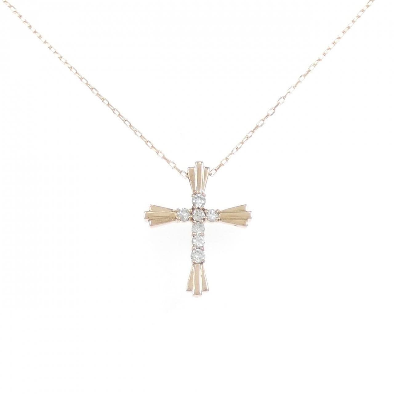 K18PG cross Diamond necklace 0.30CT