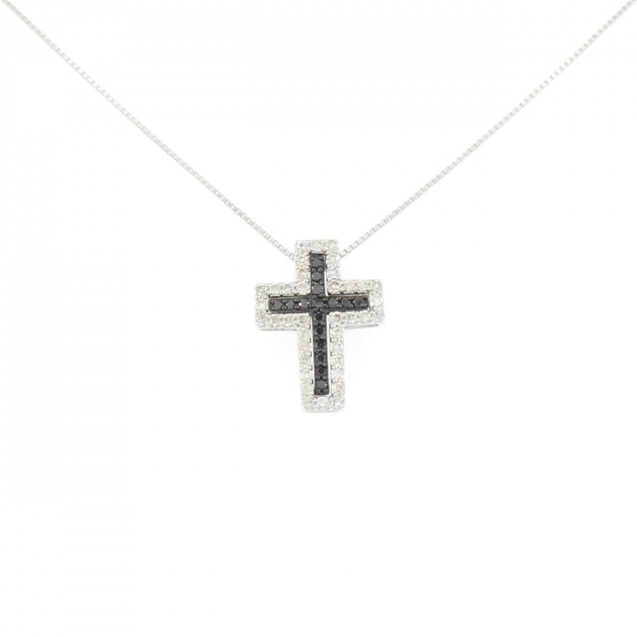 K18WG/K18BG 2WAY クロス ダイヤモンド ネックレス 0.50CT
