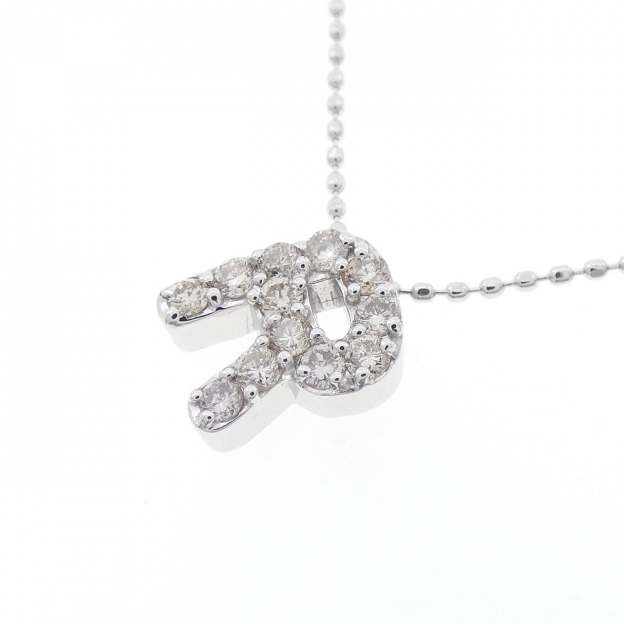 K18WG イニシャルR ダイヤモンド ネックレス 0.27CT