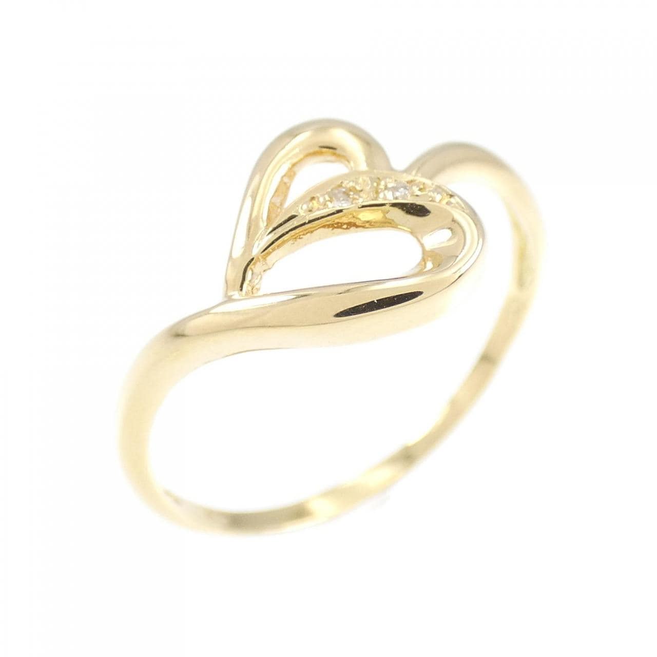 K18YG heart Diamond ring