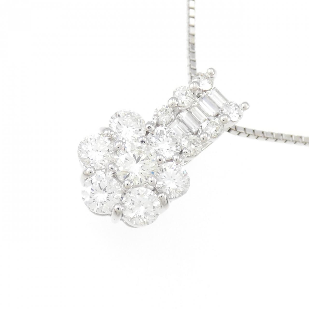 K18WG flower Diamond necklace 0.308CT