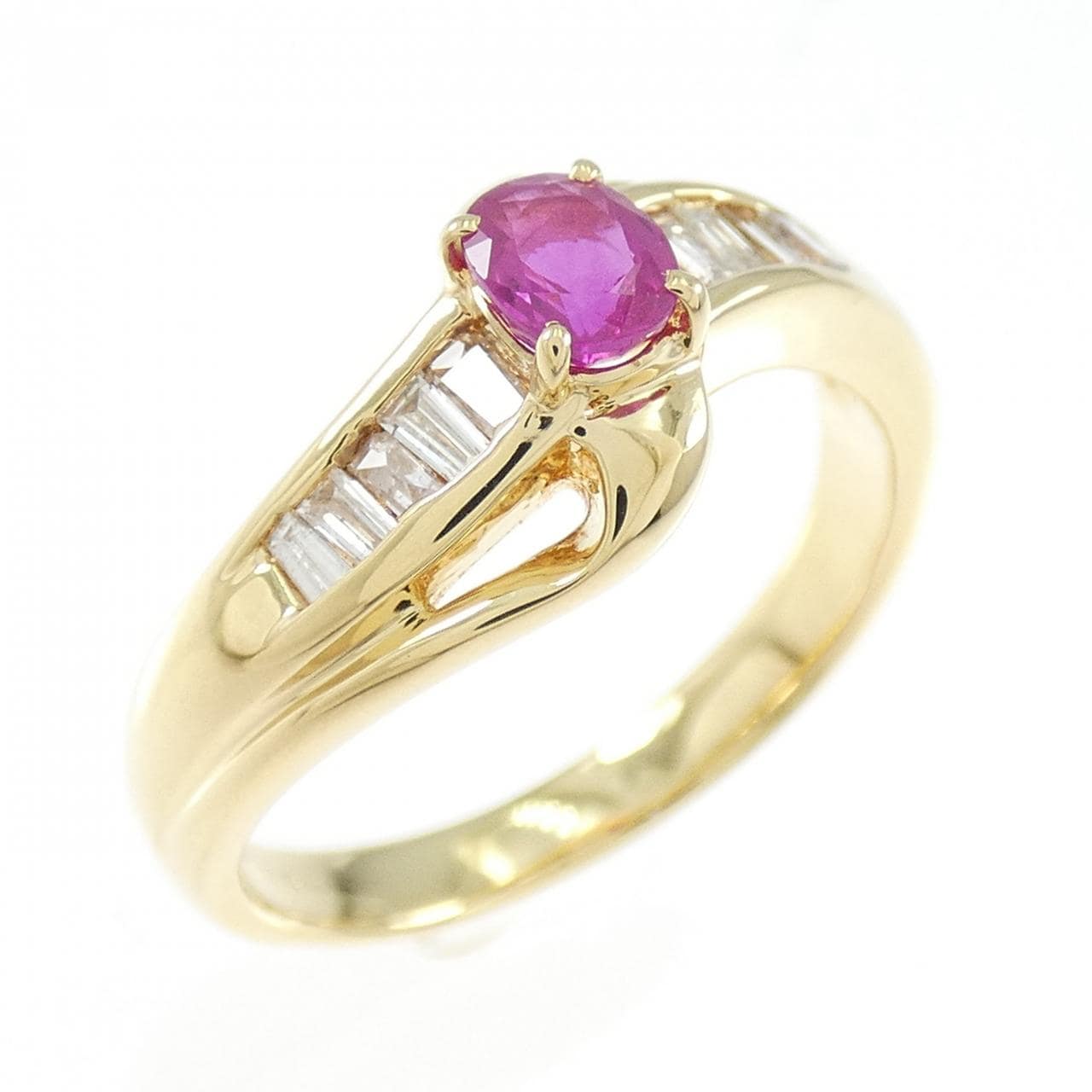 K18YG ルビー リング 0.46CT