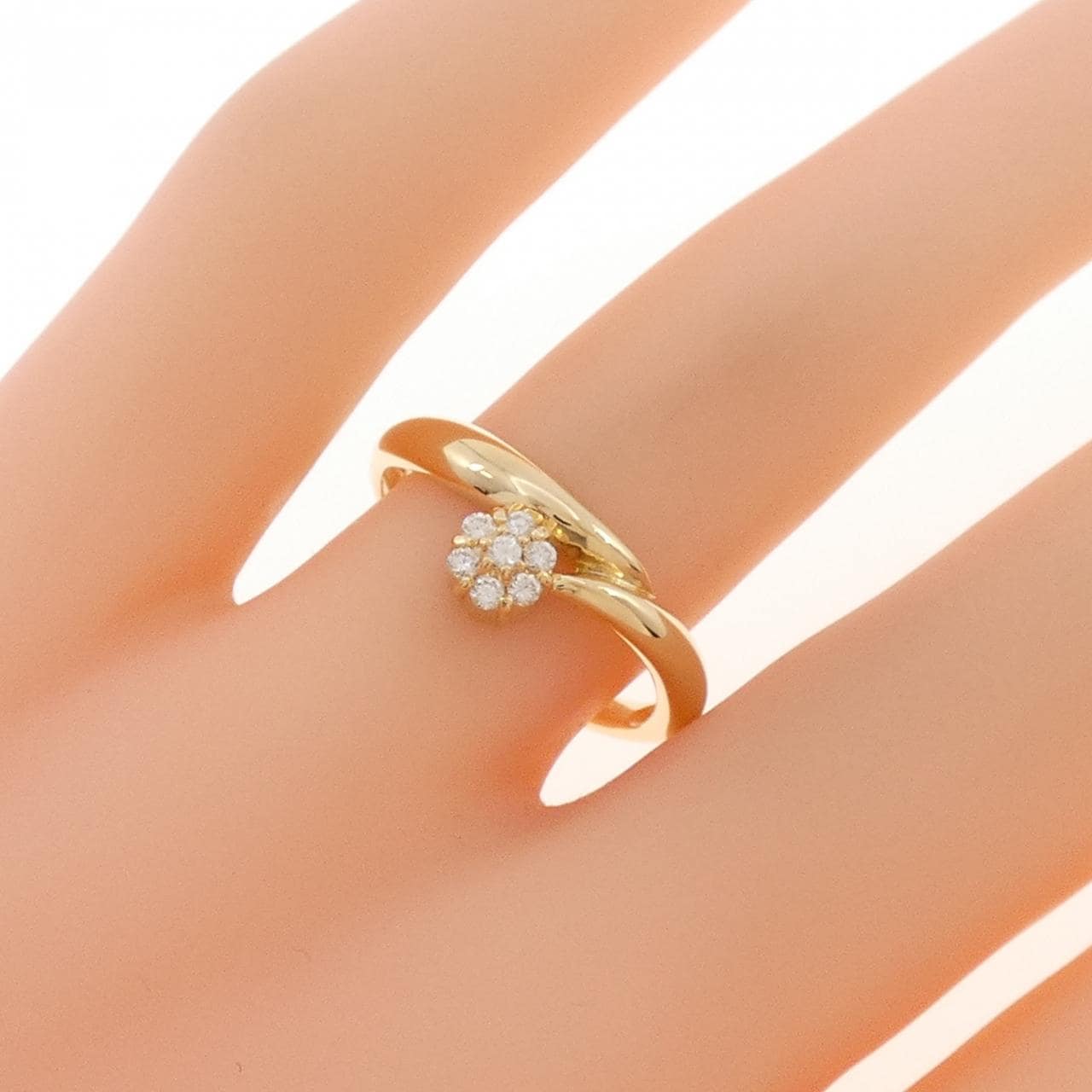 K18YG フラワー ダイヤモンド リング 0.09CT