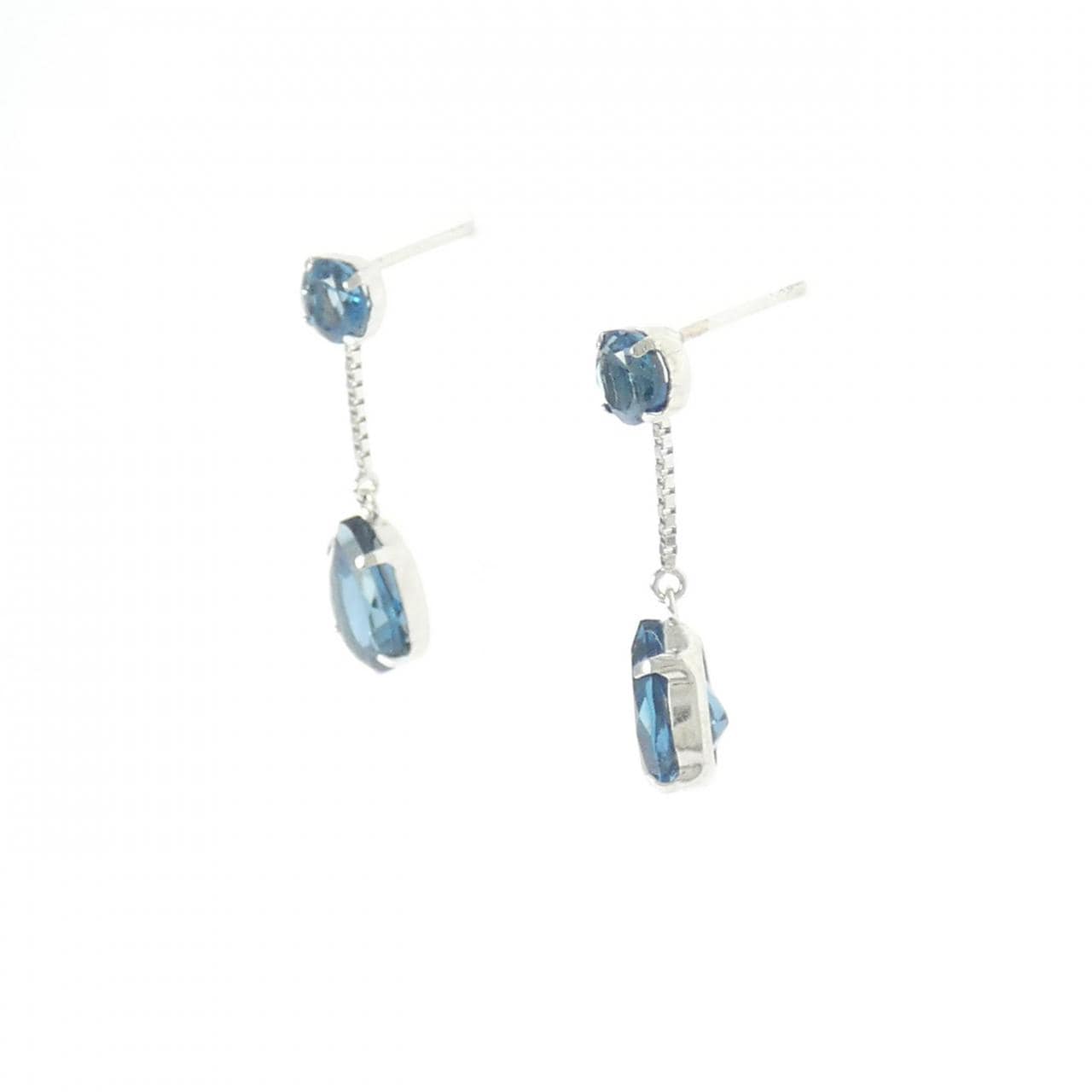 K18WG ブルートパーズ ピアス 2.80CT