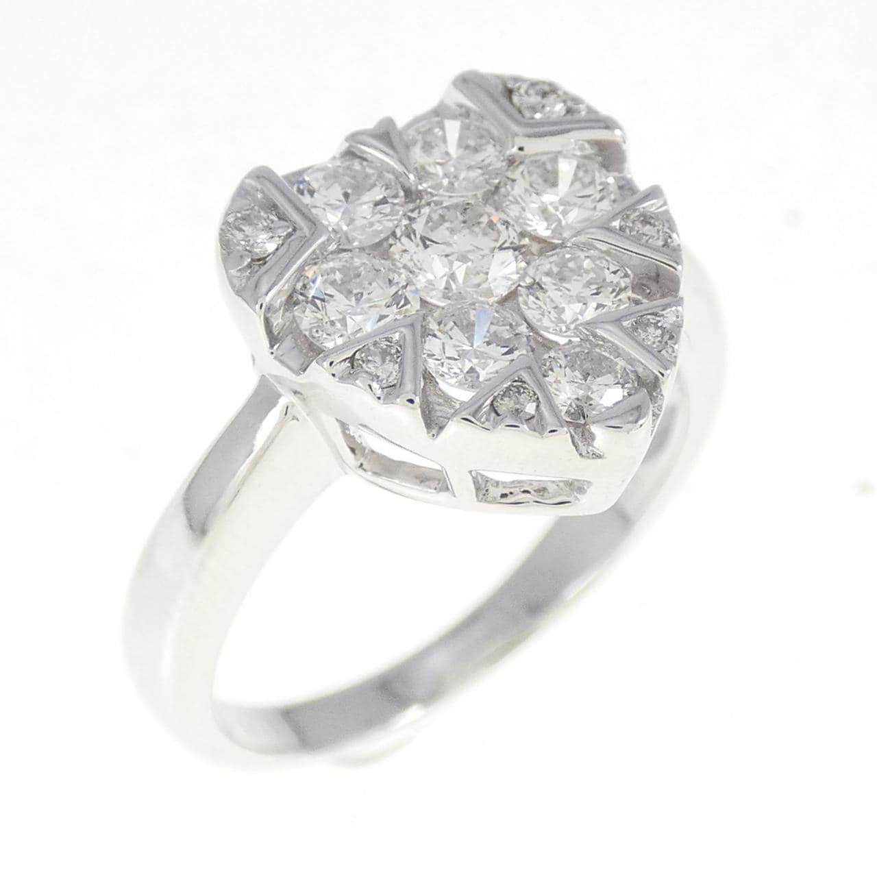 K18WG heart Diamond ring