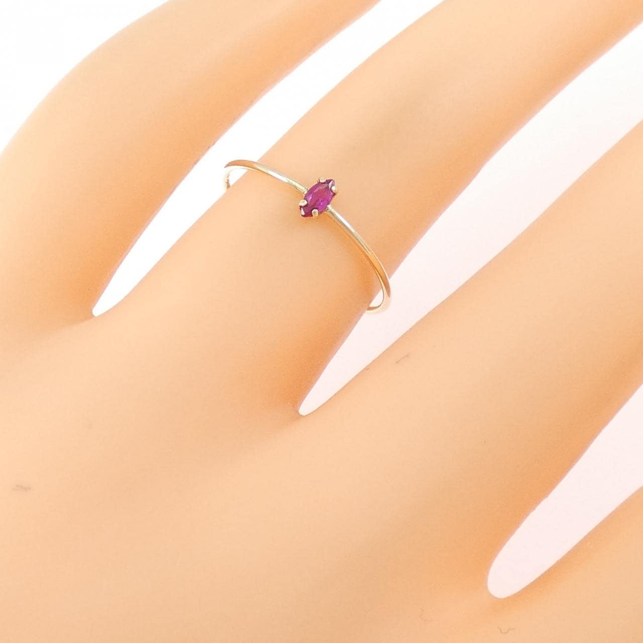 アガット 合成ルビー リング