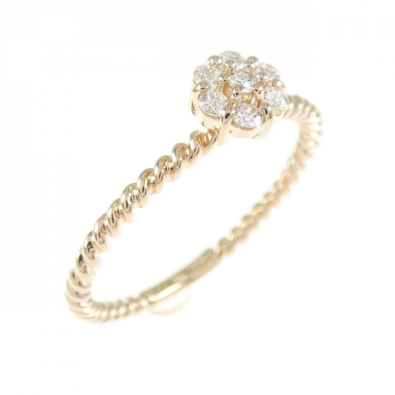 K18PG フラワー ダイヤモンド リング 0.11CT