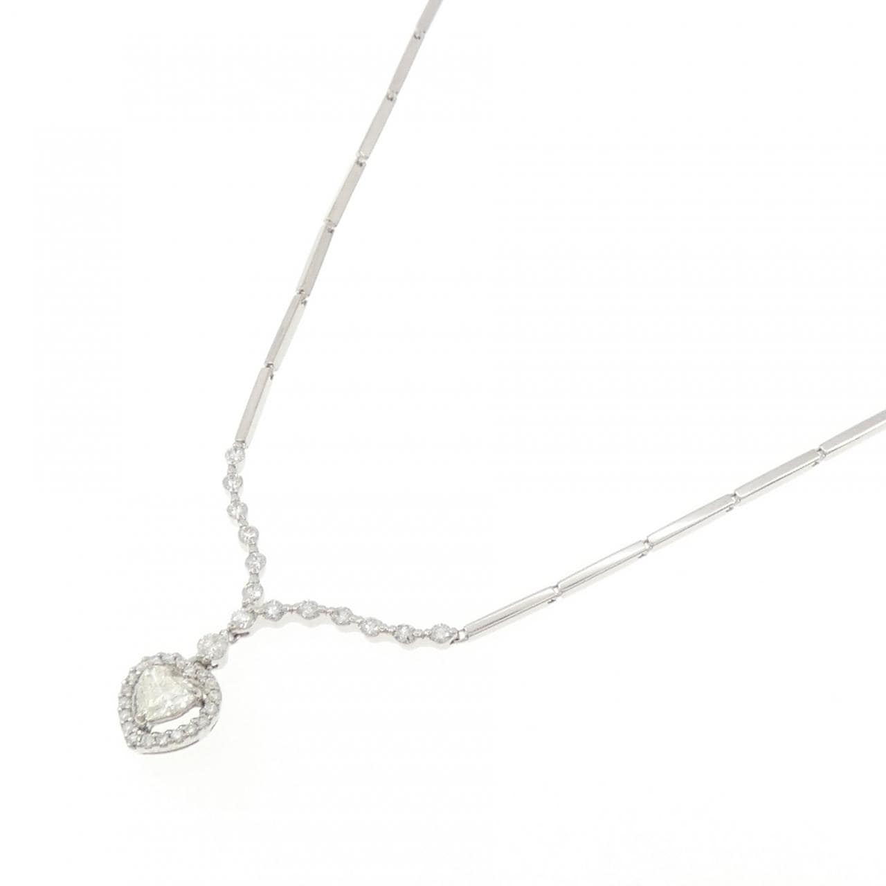 PT900/K14WG ハート ダイヤモンド ネックレス 0.468CT