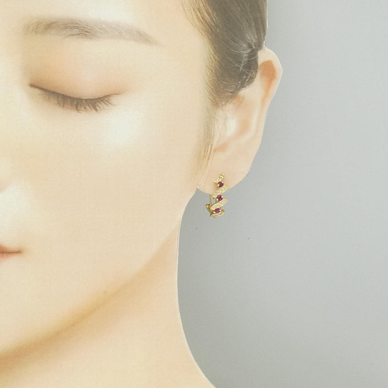 K18YG ルビー ピアス/イヤリング 0.4CT