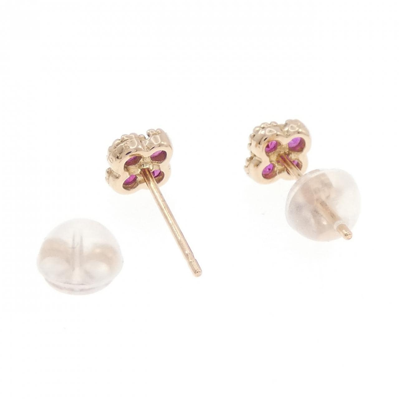K18PG  フラワー ルビー ピアス 0.30CT