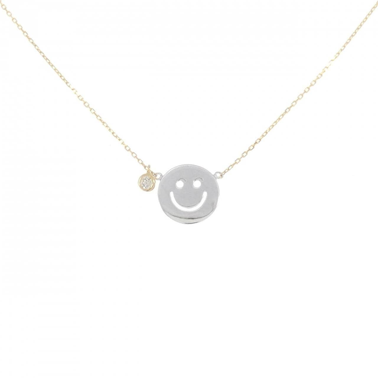 K18YG/K18WG Smile Diamond Necklace 0.02CT