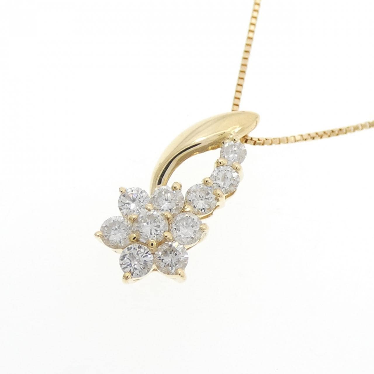 K18YG フラワー ダイヤモンド ネックレス 0.50CT