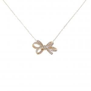 K10YG リボン ダイヤモンド ネックレス 0.20CT