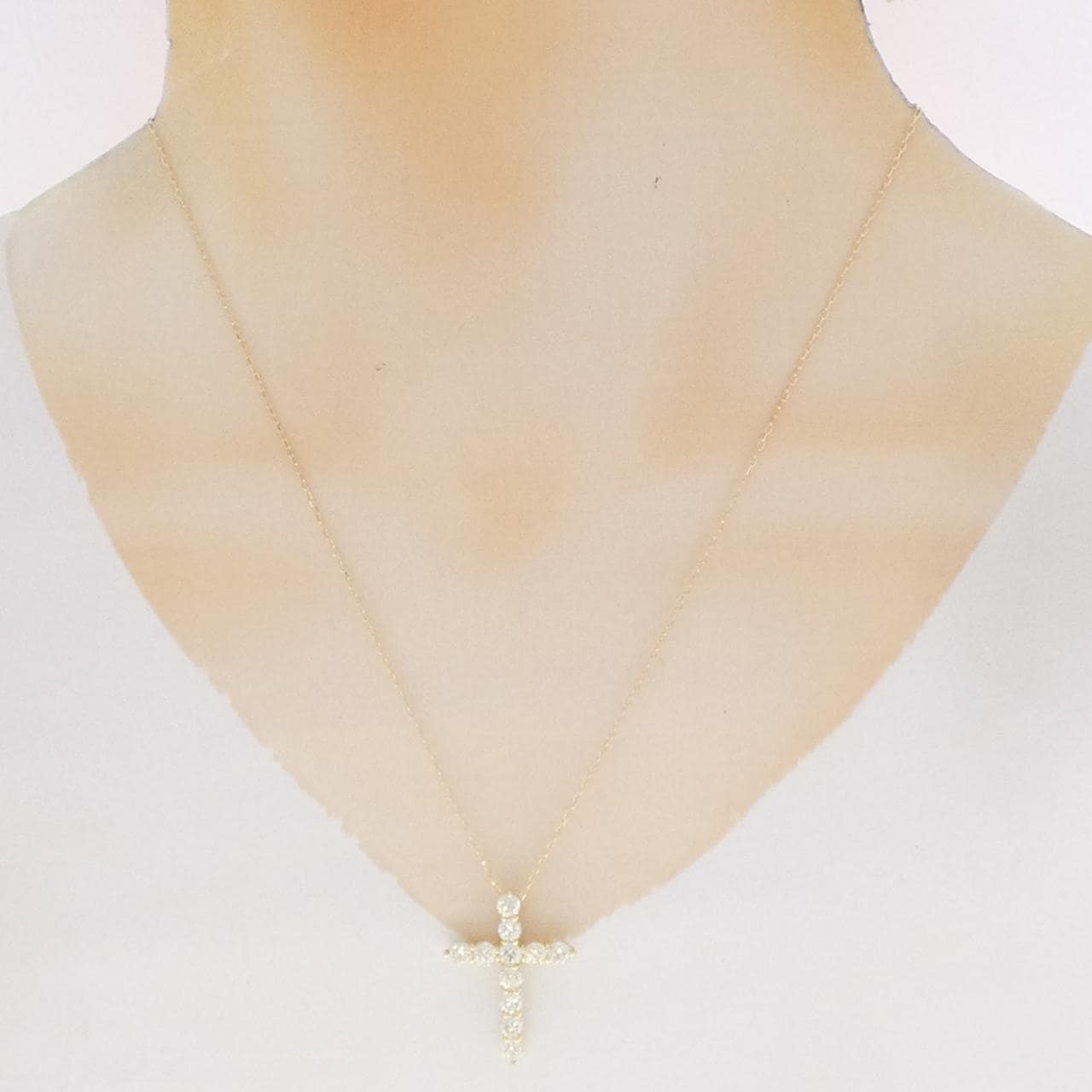 K18YG クロス ダイヤモンド ネックレス 2.08CT