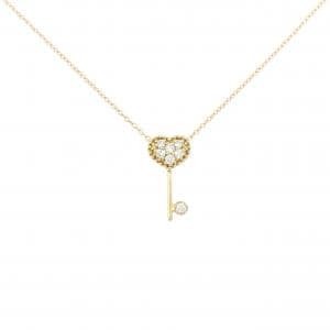 K18YG ハート×キー ダイヤモンド ネックレス 0.07CT
