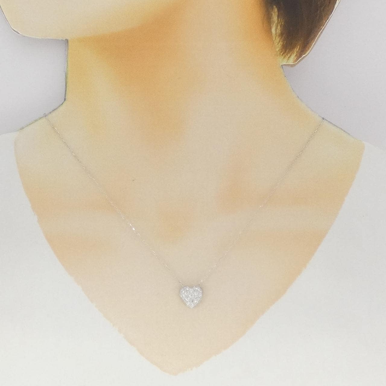 K18WG パヴェ ハート ダイヤモンド ネックレス 0.50CT