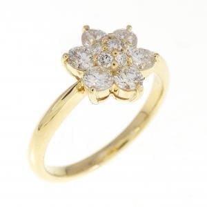 K18YG フラワー ダイヤモンド リング 0.55CT