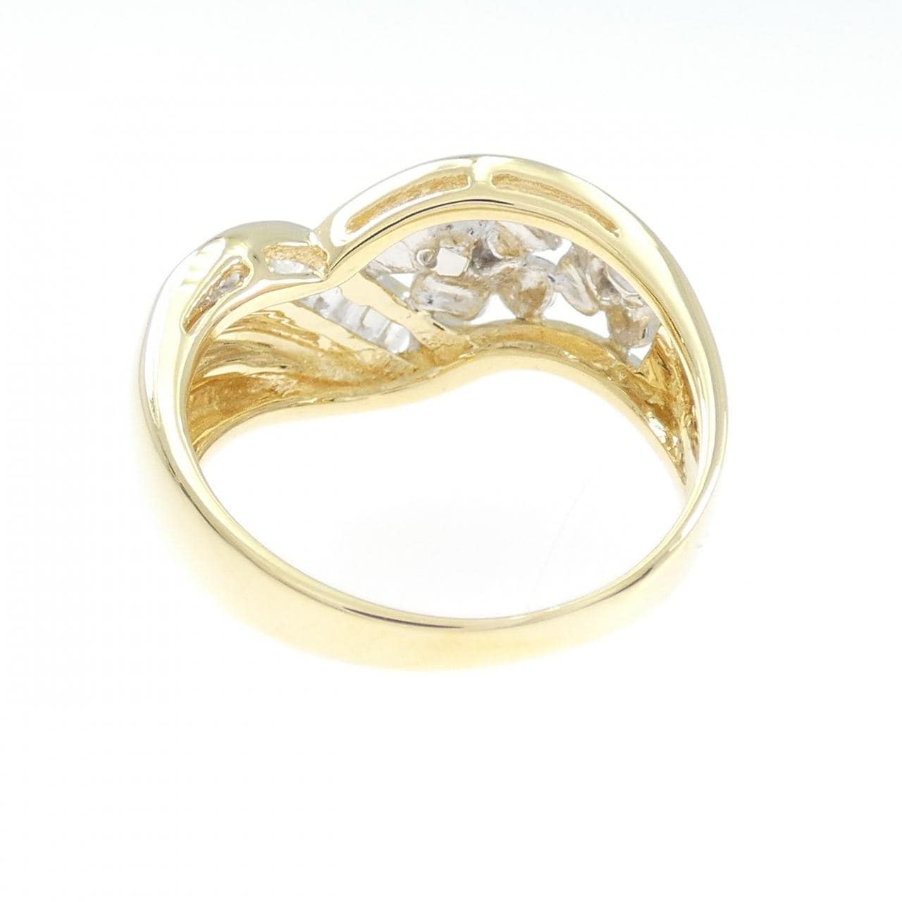 K18YG/PT900 フラワー ダイヤモンド リング 0.27CT