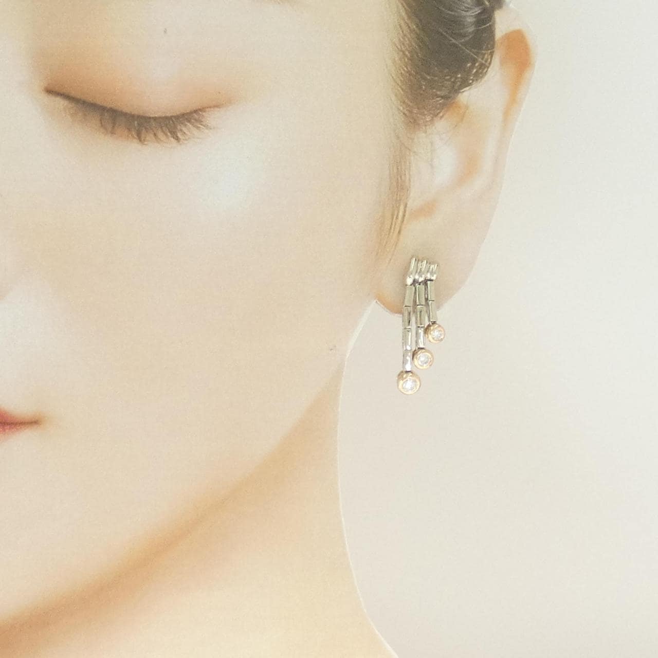 K18WG/K18PG ダイヤモンド ピアス