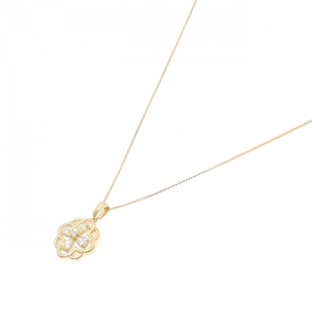 【新品】K18YG フラワー ダイヤモンド ネックレス 0.22CT