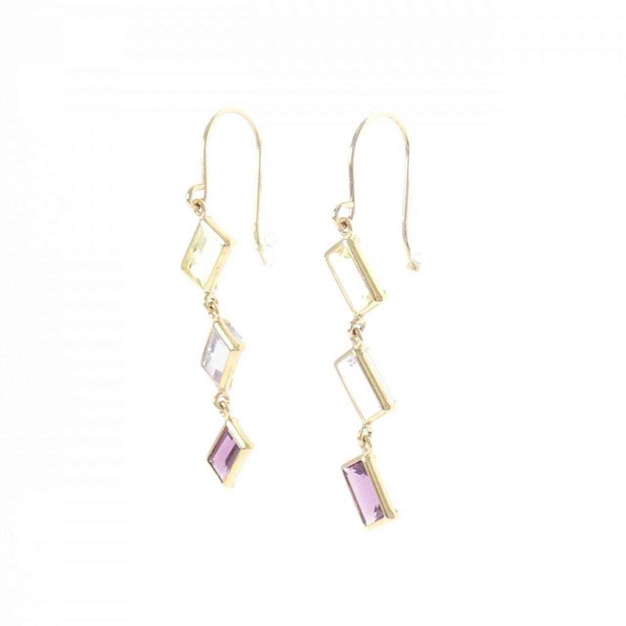 [新品] K10YG 彩色宝石耳环