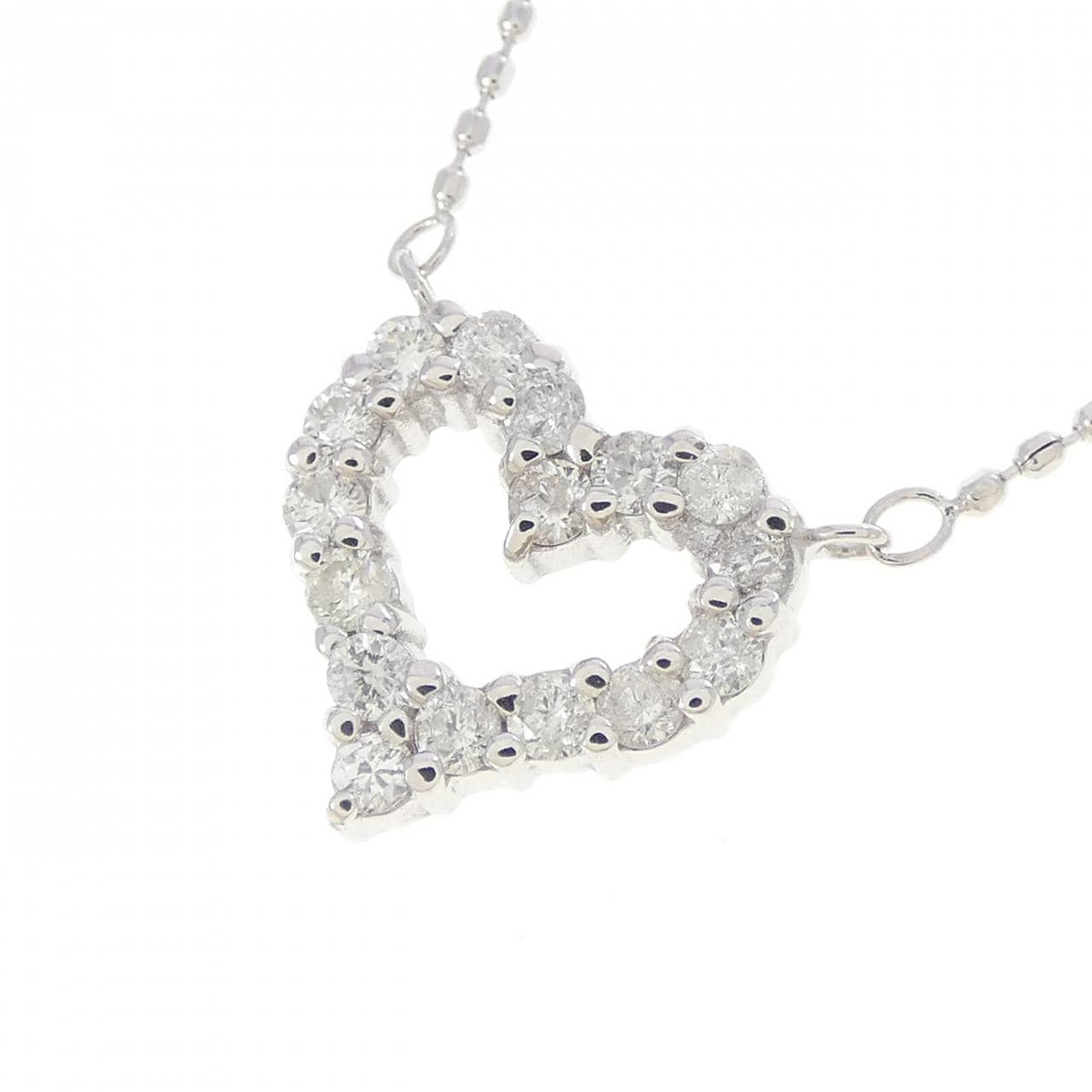 K10WG ハート ダイヤモンド ネックレス 0.30CT