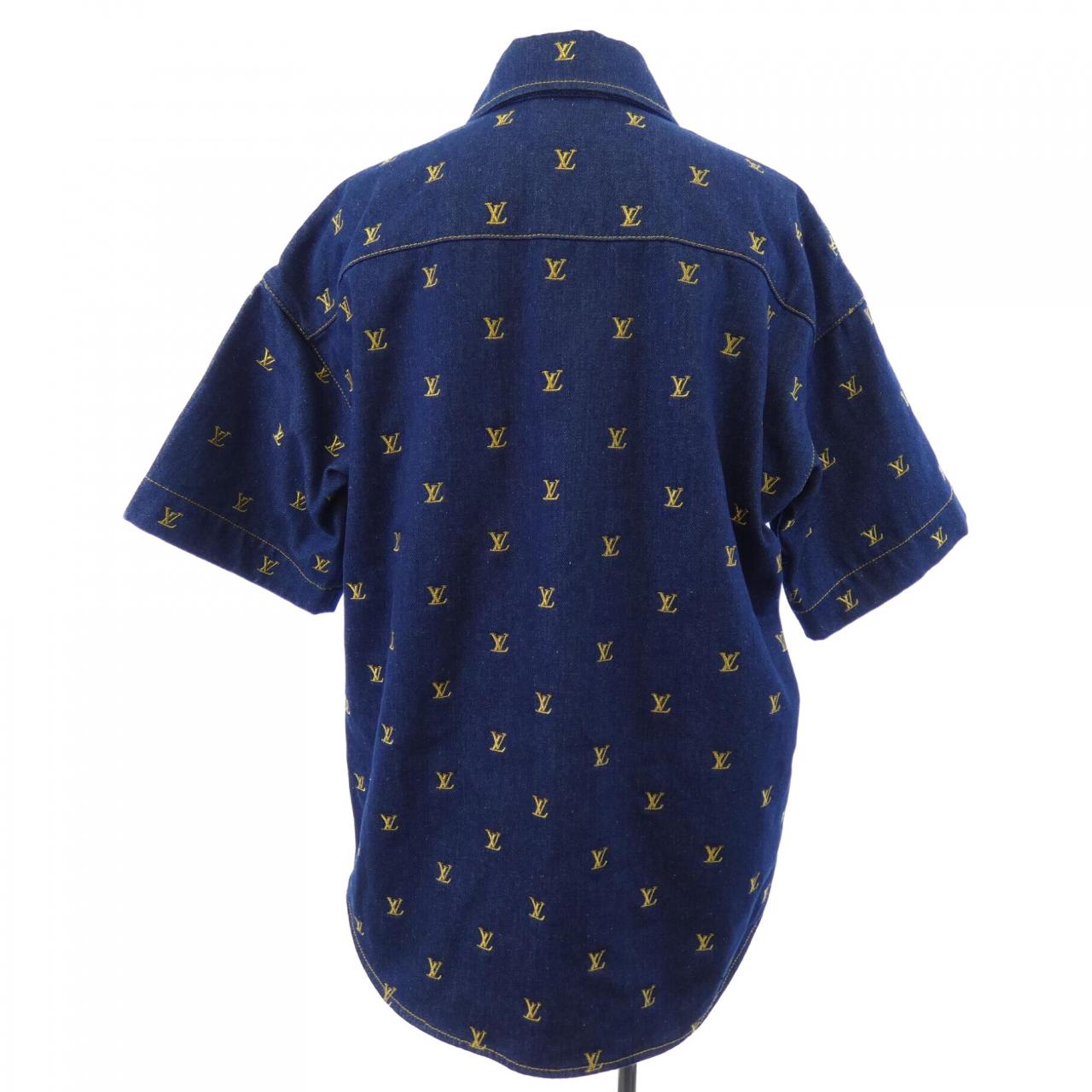 ルイヴィトン LOUIS VUITTON エンブロイダードシグネチャーショートスリーブデニムシャツ HQS90WJX1 S／Sシャツ
