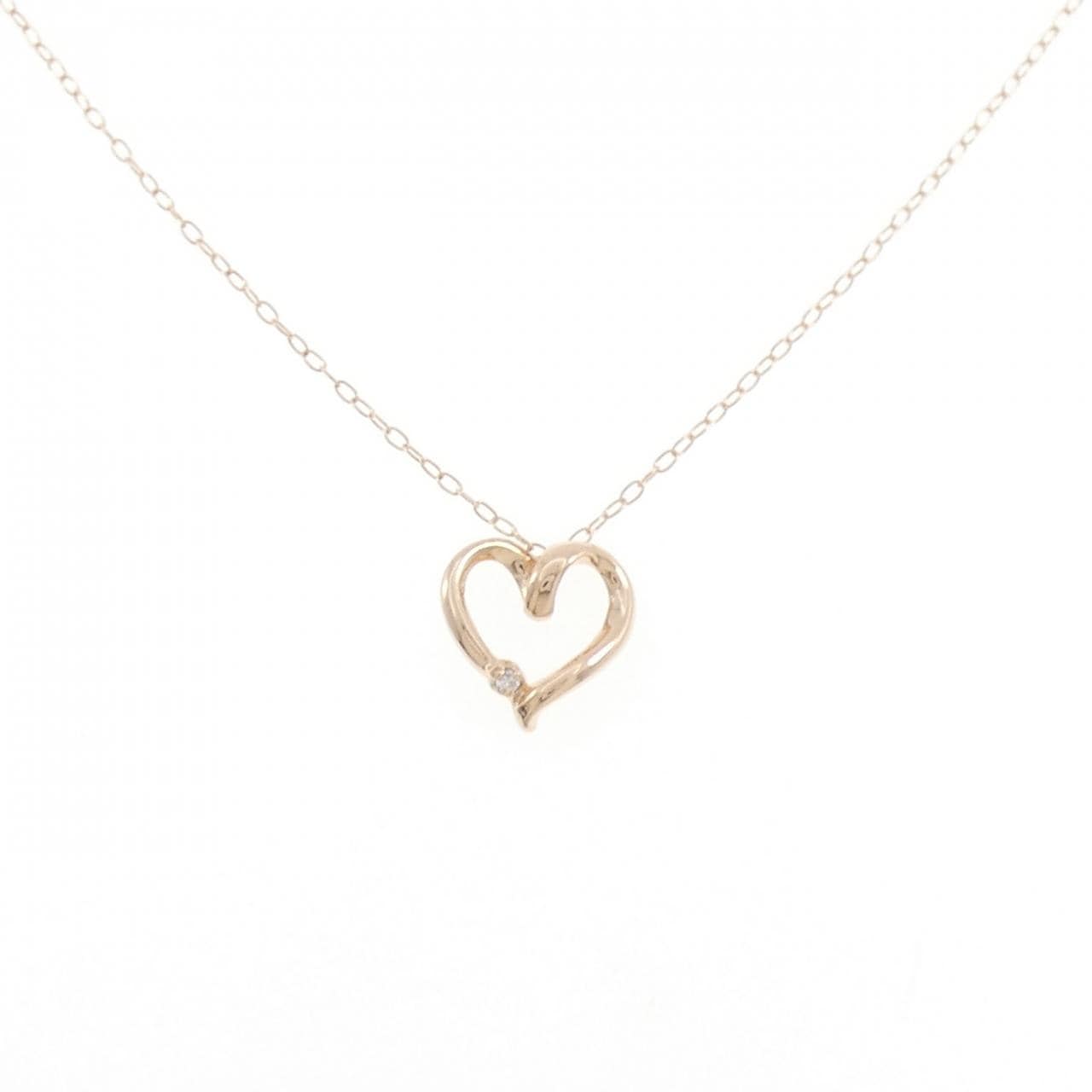 K10PG ハート ダイヤモンド ネックレス 0.01CT