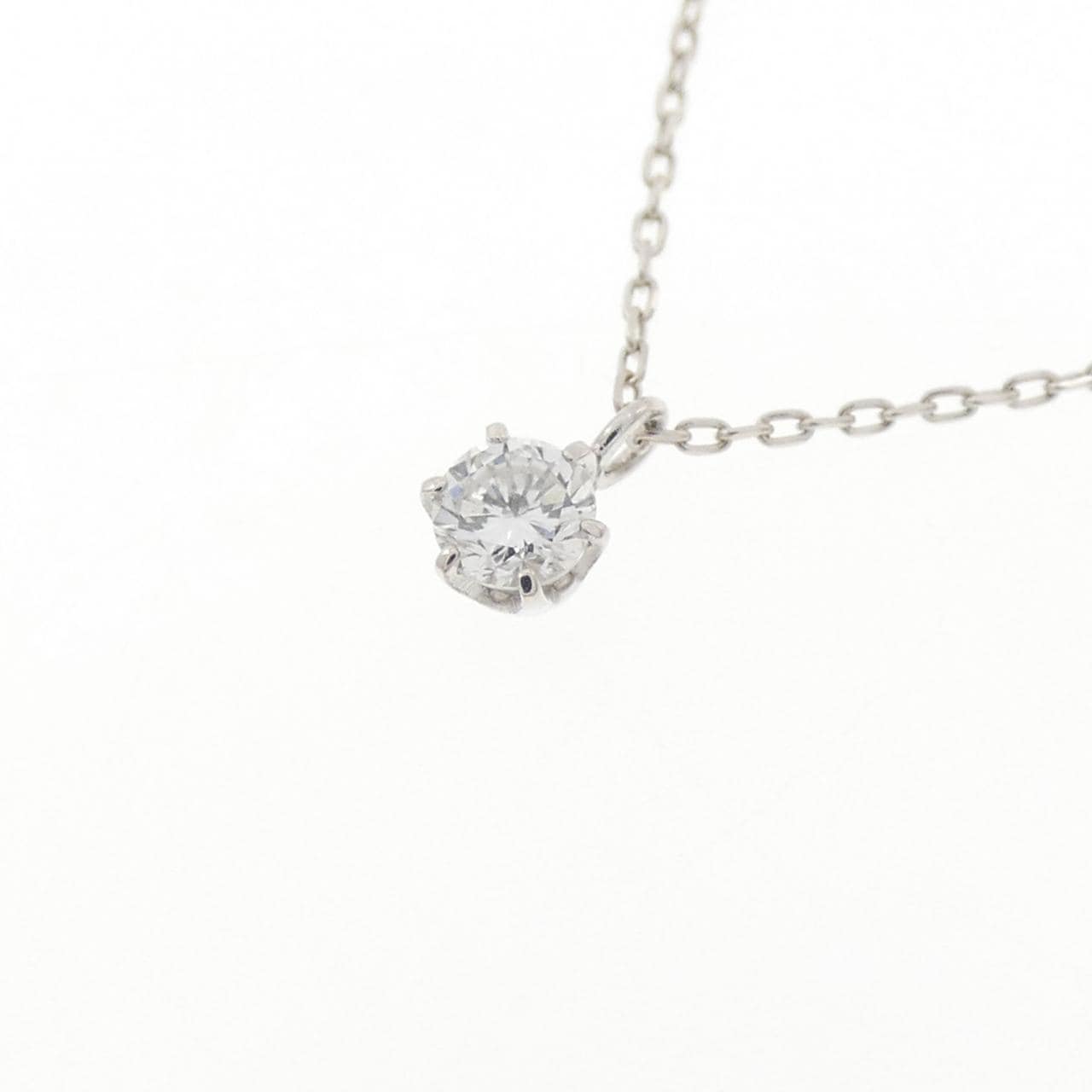 K18WG ソリティア ダイヤモンド ネックレス 0.10CT