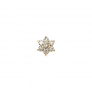 K18YG フラワー ダイヤモンド ピアス 0.18CT 片耳