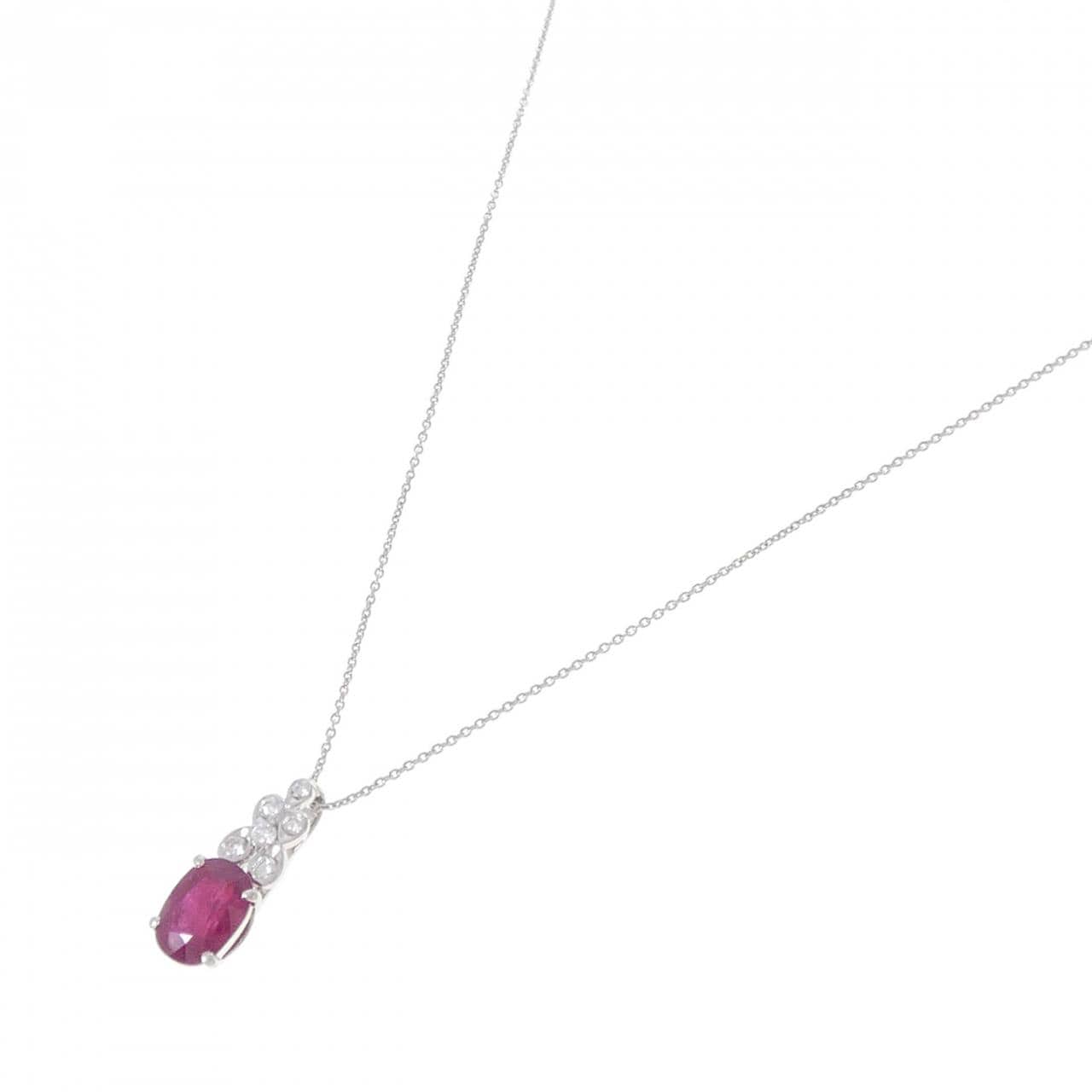PT900/PT850 ルビー ネックレス 3.00CT ビルマ産