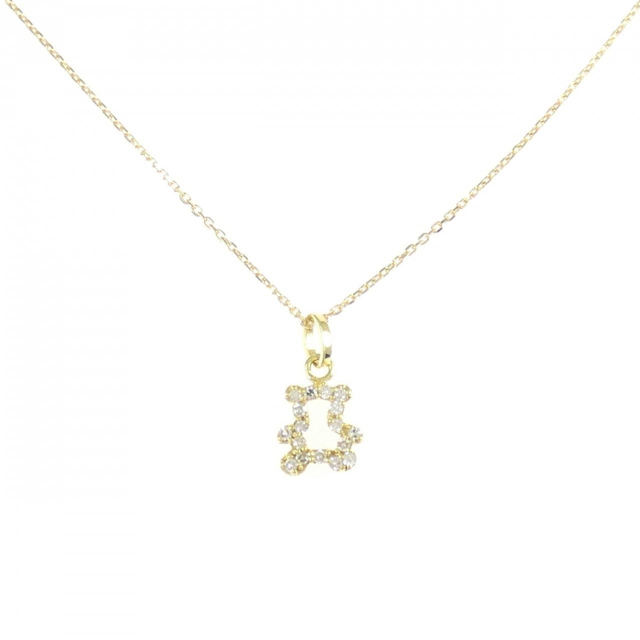 K18YG ベア ダイヤモンド ネックレス 0.08CT