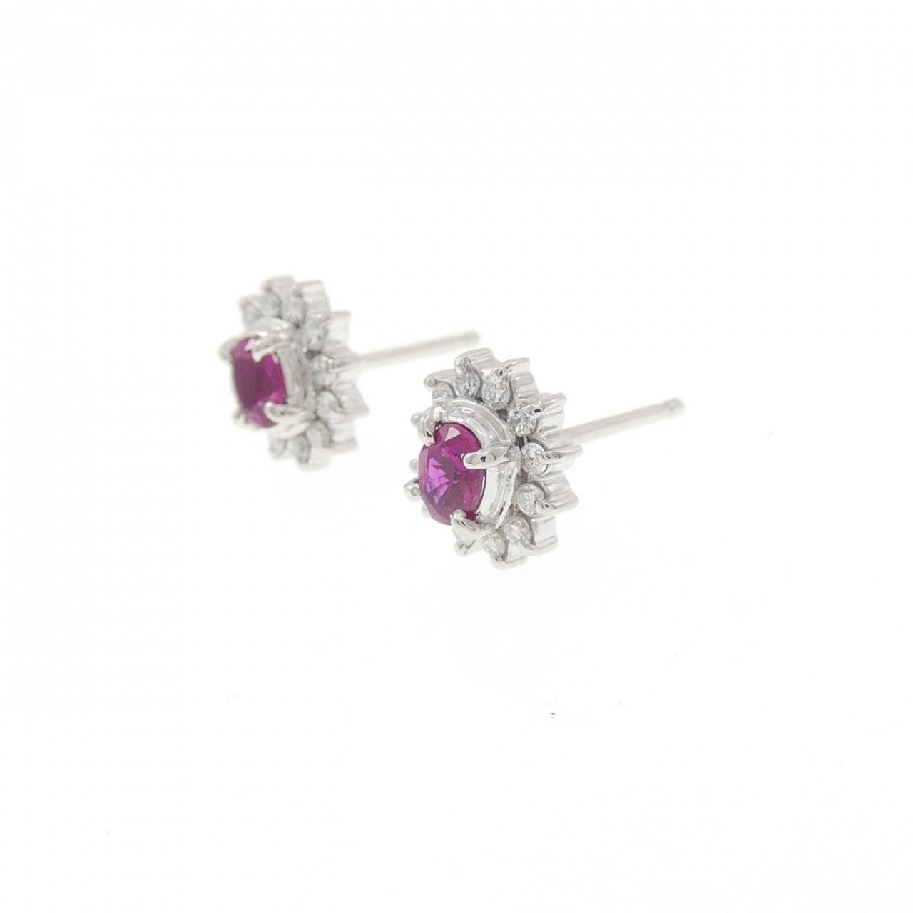 PT900 ルビー ピアス 0.970CT