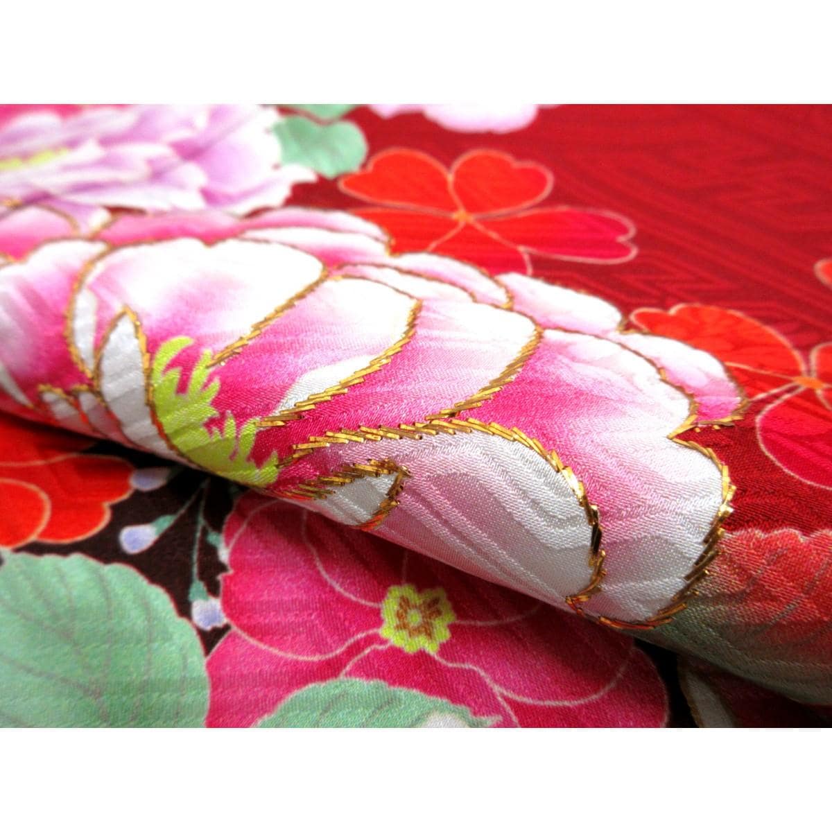振袖　友禅金彩加工　刺繍入りボカシ染
