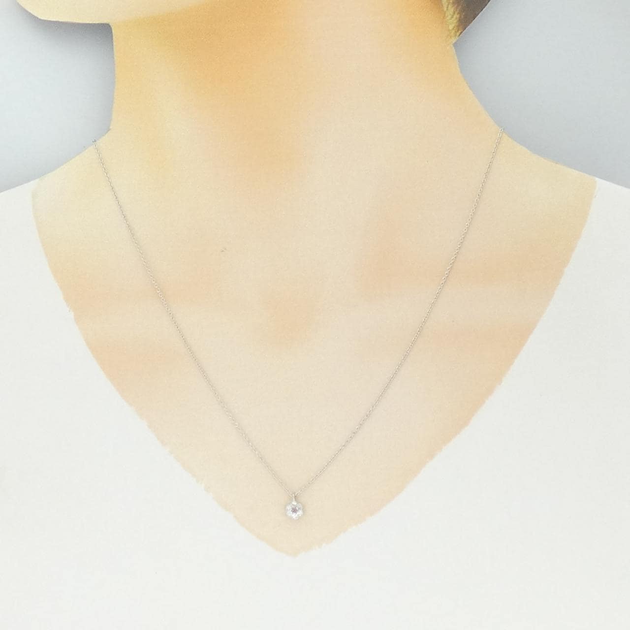 K18WG ピンクダイヤモンド ネックレス 0.04CT