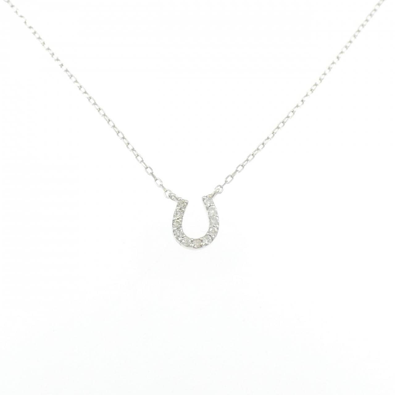 K10WG ホースシュー ダイヤモンド ネックレス 0.10CT