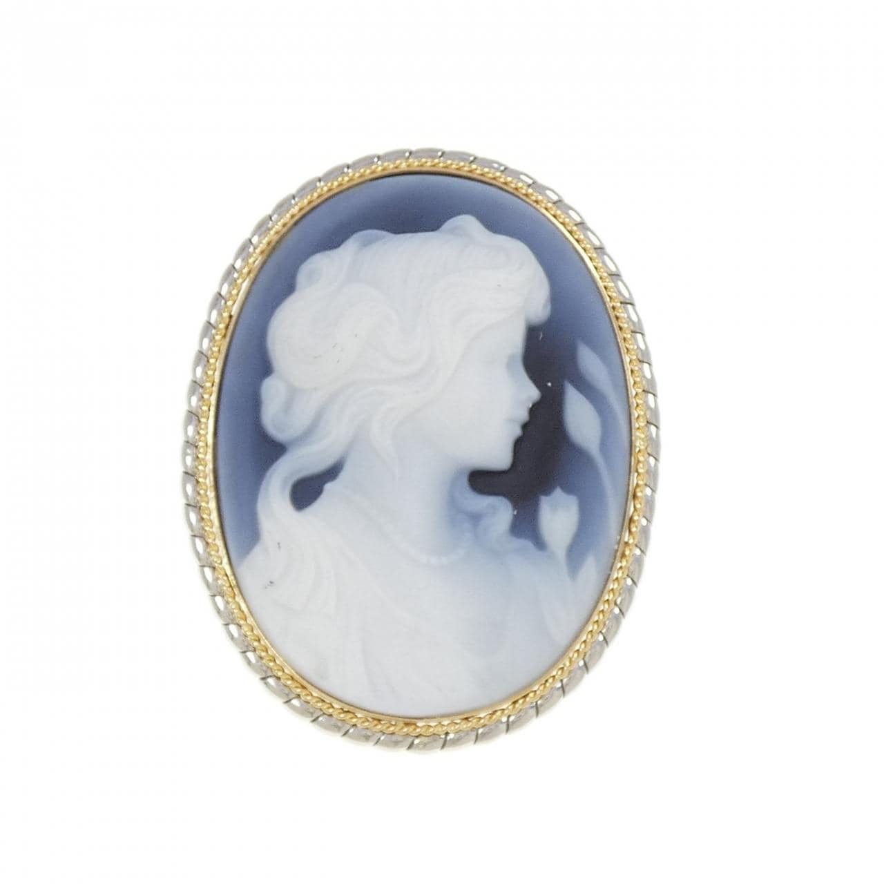 K18YG/PT900 Agate Cameo Brooch