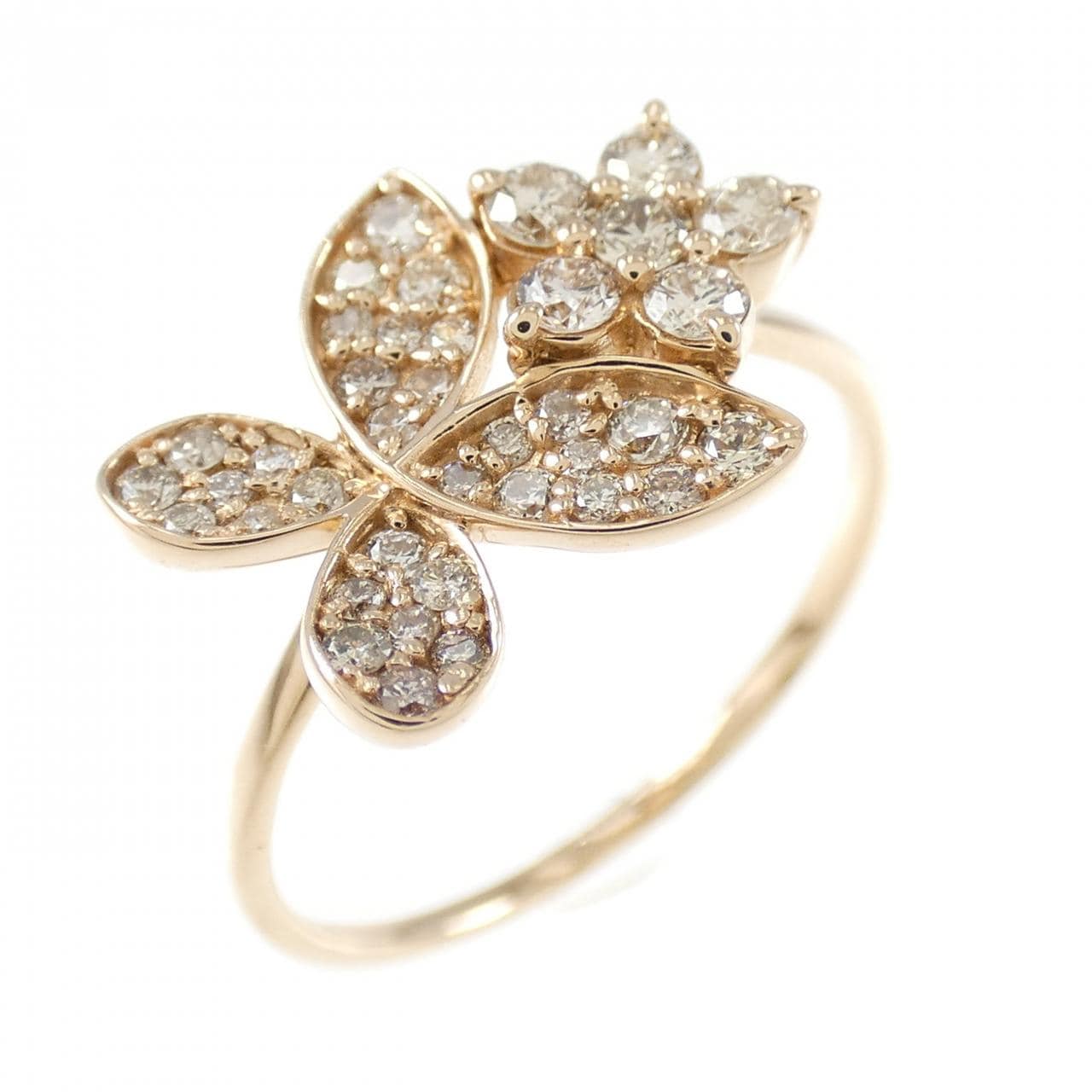 K18PG フラワー ダイヤモンド リング 0.45CT